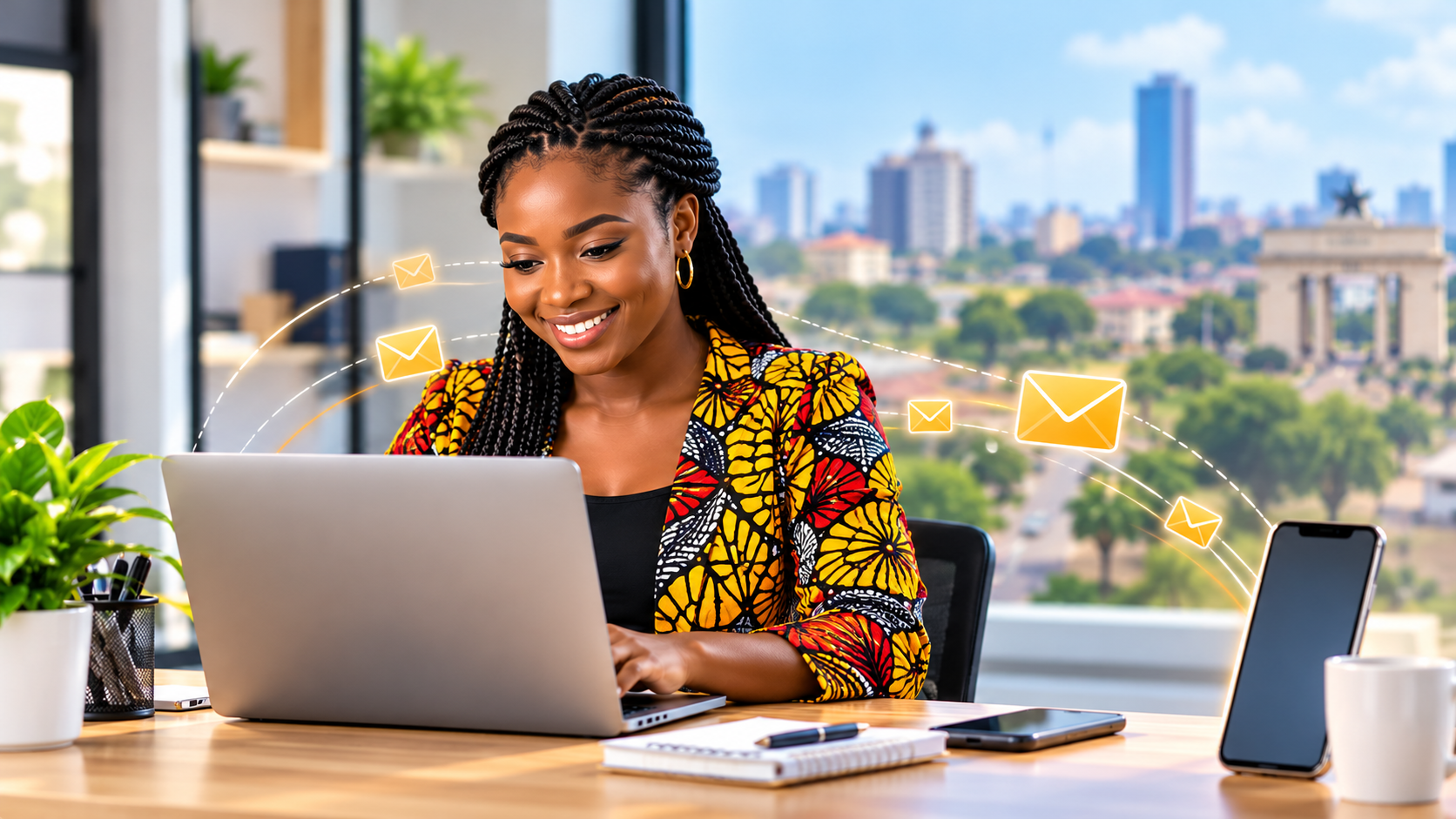 Smiling Professional Sending Digital Messages